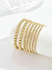 7pcs Minimalist Creative Elegant Versatile Beaded Bracelet Set, Suitable For Casual, Commuting, Vacation, Dating, Daily Wear Accessory