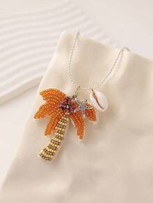 1 件多功能海洋主题人造水晶水钻棕榈树贝壳吊坠项链，适合女士，适合海滩、派对、休闲装、度假 - 彩色 - 查看 12