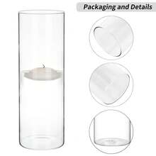 Tomnk 24/36/48/72pcs Clear Glass Cylinder Vases, 4, 6, 8, 10 Inch Tall Cylinder Vases For Centerpieces, Glass Flower Vase Floating Candle Holder Vase For Table Shelf, Party, Wedding, Home Decor, Spring Decor, Garden Decor, Mother's Day Decor, Ideal Mother's Day Gift - 透明 - 查看 7