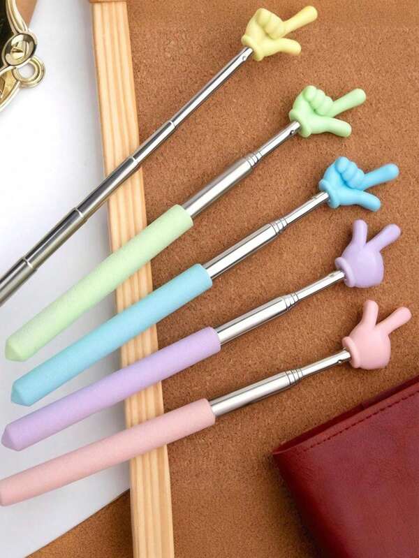 10/5 piezas Puntero retráctil para el aula, palo apuntador extensible, ideal para maestros, puntero de mano telescópico, suministros extensibles para lectura, regalos de cumpleaños (color aleatorio)