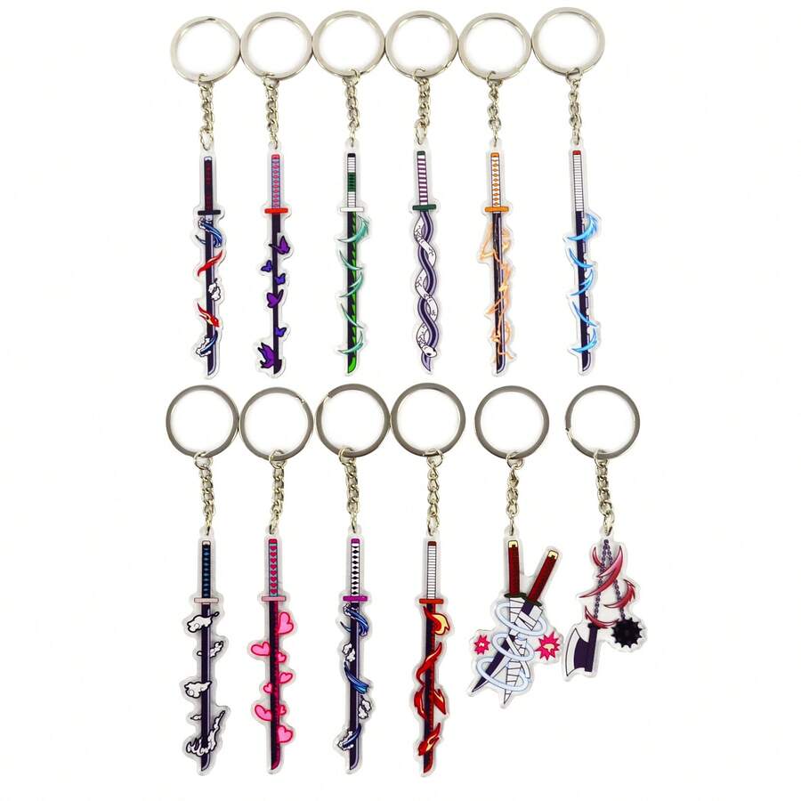2025 New - Anime Style Acrylic Keychain, Cartoon Sword Design Creative Ornament, Perfect For Christmas, Halloween, Gift - Multicolor - View 1