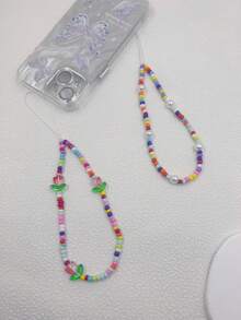 1pc Bohemian Style Summer Phone Lanyard, Colorful Tulip Flower Bead Chain Pendant Strap For Handbag/Purse Decor - Multicolor - View 19