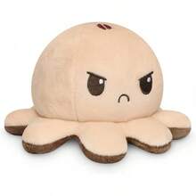 TeeTurtle - Reversible Octopus Plushie - Love + Hate - Cute Sensory Fidget Stuffed Animals That Show Your Mood - Valentine's Day!4 Inch - Coffee + Cream - View 8
