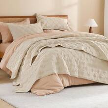Size Quilt Bedding Set Teal - Full Lightweight Comforter Bedspreads & Coverlets Turquoise - Bedding Cover Bed Decor All Season - 3 Pieces (1 Quilt, 2 Pillowcases) - 16 - 燕麥片 - 查看 2