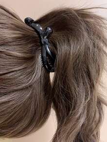 1个极简蝴蝶结发夹，优雅竖款高马尾发爪夹，波浪发夹，丸子头固定器，春夏新品，送朋友的礼物，适合女性打造高马尾造型，发爪夹，发夹，发卡，发爪，蝴蝶结，可爱，发饰，头部饰品 - 彩色 - 查看 3