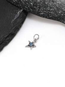 1 pieza Simple y único colgante de plata esterlina 925 con estrella brillante y piedra natal. Regalo de joyería delicada para mujeres u hombres