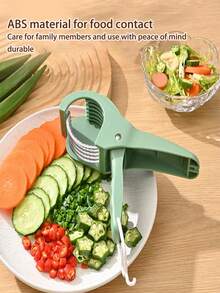 1 件不锈钢手动蔬菜水果切片机 - 多功能厨房手动工具，适用于黄瓜、香蕉、洋葱、沙拉、辣椒，切片快速均匀，可用洗碗机清洗