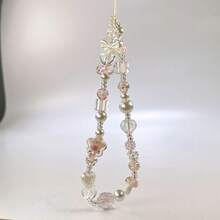 Y2K Style Glass Flower Bead Phone Charm - Suitable For Women And Girls Acrylic Knot Lanyard Keychain, Perfect For AirPods Cases, Camera And Bag Accessories, Phone Straps, Pendants, Camera Accessories, SANSANGO - Dây đeo điện thoại hình hoa nơ tráng men màu hồng - Xem 8