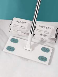 20 piezas/paquete Toallitas húmedas, 30 piezas/paquete Toallitas secas, Mopa plana multifuncional para uso doméstico, Mopa desechable giratoria de manos libres para húmedo y seco