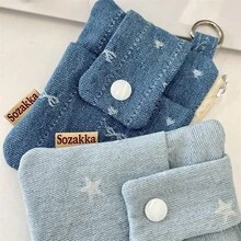 1 件时尚可爱牛仔布零钱包小钱包用于存放硬币卡口红方便女孩和女士女士钱包迷你钱包钱包钱包旅行钱包零钱包