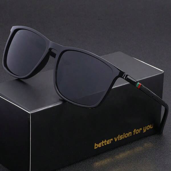 1 Stück Herren Sport Polarisationsbrille, modische Mode Brille, bequemer leichter quadratischer Rahmen für den Alltag, ideale Geschenkwahl für den Schulrücklauf, modisch-scholastisches Outfit