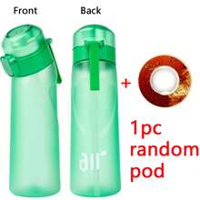 1pc Air Water Bottle With 1pc Random Round Shape Flavor Pod Sports Straw Plastic Cup Leak Proof Outdoor Travel Sports Bottles - 深藍 - 查看 10