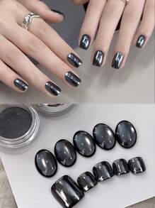 Transparent Black Magic Mirror Powder, Electroplated Mirror Powder, Aurora Glitter Powder, Simple Temperament, Nail Accessories, Diy Home Salon And Nail Supplies (1pc)