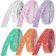 Entrega local: Cinta con rhinestones autoadhesiva, 12 rollos de tiras brillantes, tiras de rhinestones de 12 yardas para manualidades DIY, rhinestones para artesanía - 6 colores-2 - Ver 1