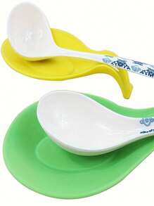 1pc Heat Resistant Silicone Spoon Rest - Multipurpose Kitchen Mat For Spoons & Forks, Random Color, Spoon Holder | Vibrant Kitchen Accessory | Easy To Clean Mat, Countertop Spoon Rest