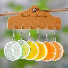 Niedliche Harz-Fruchtscheiben Tropfen Ohrringe, sortierte Grapefruit Orange Zitrone Limette Zitrusscheiben Ohrringe, simpler Modestil Boho Sommer Statement Schmuck Geschenk, perfekt für Damen Alltags- und Strandcocktailparty/Pool-Ferienmode-Accessoire