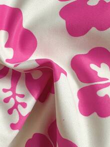 女士新款西式时尚沙滩度假休闲碎花露背比基尼两件套泳衣夏季