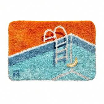 1 件仿羊绒地毯韩式清新简约创意浴室垫，可机洗，易于清洁，柔软舒适的毛绒地毯，防滑地毯，适用于：春季、秋季装饰、秋冬季浴室、淋浴房、客厅、卧室、浴室地毯、家居装饰、房间装饰等返校