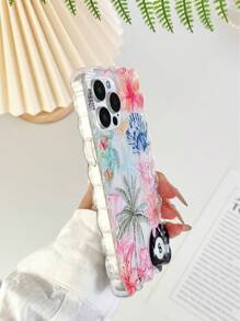 Braided Wave Edge Elegant TPU Flower Shell Coconut Tree Pattern Shockproof Phone Case With Handmade Beaded Bracelet Accessory, Compatible With IPhone 16/11/16pro/16plus/16promax/16e/15Promax/13/14/12/XS/XR/7G/8PXR/7/8 Painted Covers For IPhone15Promax, IPhone13, IPhone14, Anti-Drop Soft Shell Cover