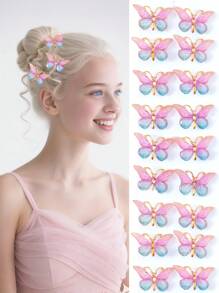 10 pièces/set Pinces à cheveux papillon 3D mignonnes et colorées dégradées pour filles, accessoires capillaires pour filles, convenant pour les fêtes, le port quotidien et un cadeau idéal. Pinces, pinces à cheveux, barrettes, barrettes à cheveux, fournitures scolaires