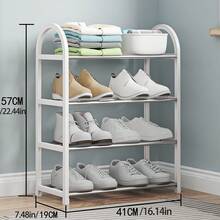 1pc 4-Tier Shoe Rack, Heavy Duty Home/Dorm Use Shoe Organizer, Minimalist Multi-Function Shoe Storage Shelf - Black - View 6