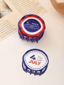 2pcs/Set American Flag Hairpins, Creative Acrylic Hair Claw, Colorful Flag & Letter Pattern Small Hair Clips, Random Color