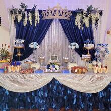 2Pcs 2Ft X 8Ft Navy Blue Sequin Backdrop Curtain - Events & Photography - Navy Blue - View 4