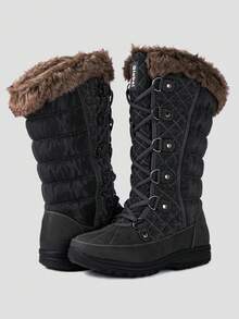 GLOBALWIN Women's Snow Boots Mid Calf Warm Winter Fashion Boots Comfortable Lace-UpWaterproof Boots Insulated Non-Slip Outdoor Shoes For Women - 1816GREY - 查看 3