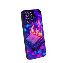 The Phone Case Features A Vivid And Surreal Image Of Burning Matches With Vibrant Flames In Striking Purple And Pink Hues. 1pc  Phone Case For Apple  16 15 14 13 12 11Plus Pro Max SE Series Phone Case For  Friends, Girlfriends, Boyfriends, Family Or Yourself.