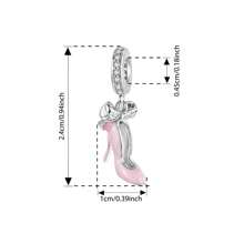 WOSTU 1 pieza Colgante lindo de lazo de plata de ley 925, colgante de tacones altos de cerezo rosa, colgante adorable para mujer, apto para collar, pulsera, joyería de moda, regalo