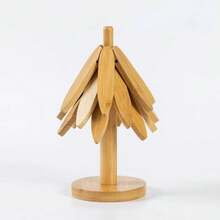 3pcs/5pcs Wooden Triangle Pad Coasters, Tree-Shaped Heat Resistant Table Mat Cup Placemat, Creative Christmas Tree Trivet Decor, Stylish, Multipurpose Decoration