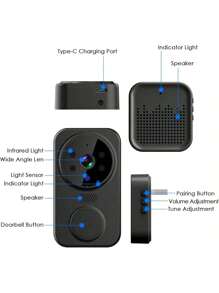 Doorbell Camera Wireless, 1080P Smart Wireless Video Doorbell Camera With Chime, 2.4GWiFi, 2-Way Audio, Night Vision, Free Cloud Storage Security Doorbell For Home Office,