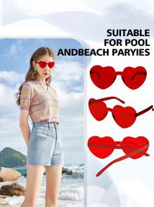 12 piezas - Gafas de fiesta con forma de corazón rojas, gafas sin montura de color arcoíris con forma de corazón, accesorio de celebración de festival, gafas unisex con corazones conectados para fotos, Día de la Madre, Graduación, Fiesta, San Valentín, Favor, Boda (Rojo), Halloween, Navidad