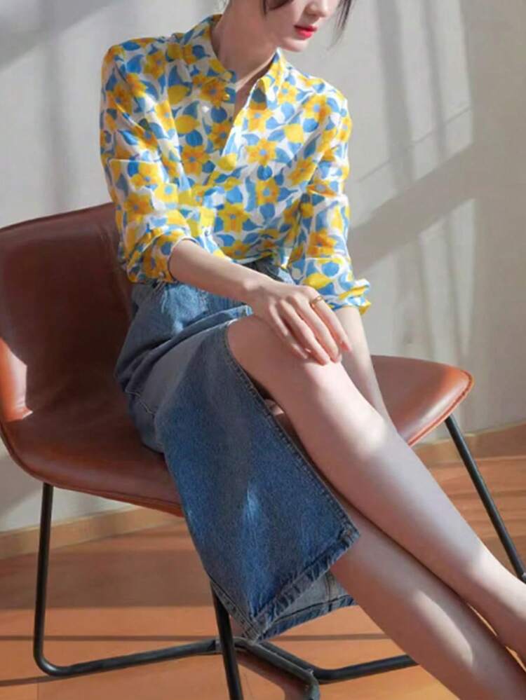 Fall Women's Clothing Includes French-Style Women's Blouses, Long-Sleeved Flowing Blouses Suitable For Both Business And Casual Occasions, Fashionable Yellow Floral Blouses, And Elegant Women's Luxury Light-Weight Blouses. They Can Be Paired With Them For Shopping Or Traveling.Fall Clothes For Women,Halloween Costumes Women Spring - Multicolor - View 10