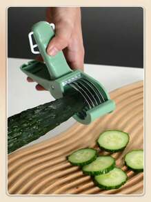 1pc Stainless Steel Manual Vegetable & Fruit Slicer - Multi-Functional Kitchen Manual Tool, Suitable For Cucumber, Banana, Onion, Salad, Chili, Slices Quickly And Evenly, Dishwasher Friendly