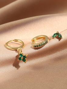 rakol 6 件精美闪亮铜方晶锆石星月金耳环套装，女士礼物