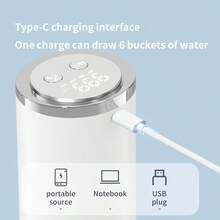 Water Bottle Pump Dispenser: Electric Water Dispenser Pump For Bottled Water Foldable Drinking Water Pump USB-Charing Water Bottle Dispenser Automatic Water Gallon Pump - White - View 8