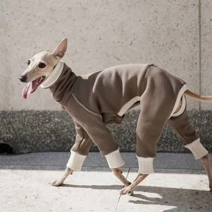Ropa para perros, ropa de peluche cálida de cuello alto para mascotas, ropa ligeramente elástica para patitas, ropa de base cálida para patitas - Caqui - Ver 1
