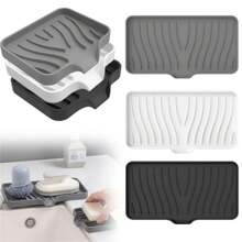 1-Pack Silicone Drain Soap BoxBathroom Anti-Slip Sink Tray Creative Washing Table Soap Tray Free Punch Drain Rack