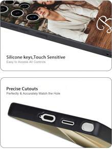 1 pieza Funda de teléfono suave y negra personalizada con foto de San Valentín/parejas/niños/mascotas, con texto/firma personalizada, compatible con iPhone 16/16 Pro/16 Plus/16 Pro Max, S25 Ultra y talla grande, regalo empresarial de alta gama, ideal para líderes, amigos, padres, madres, novios y novias