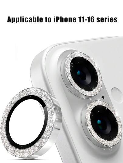 适用于 17/17 Pro/17 Pro Max/16 Pro Max/16 Pro/16 Plus/15/14/13/12/11 的 3 片装相机镜头保护膜，AR+AF 钢化玻璃，9H 防刮，金属独立镜头盖，防摔，高清透明，亮银色