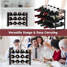 Stackable Wine Rack Countertop Sturdy Bottle Holder Freestanding For Cabinet 3 Tier Small Tabletop Wine Holder Stand Wire Bottle Rack Metal Storage Organizers - 黑色 - 查看 7