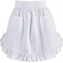 A Variety Of Colors And Styles Of Semi-Aprons-Fashionable Kitchen Clothes Suitable For Women, Chefs And Waitresses, Ruffled Hem, Very Suitable For Cooking And Service.