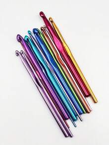 14件套铝制钩针套装，铝制编织针，专业钩针编织工具包，DIY手工（14种尺寸，2毫米-10毫米）——送给钩针爱好者的礼物 - 彩色 - 查看 3