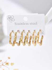 Set de 6 aros de aro de acero inoxidable de calidad premium y minimalista