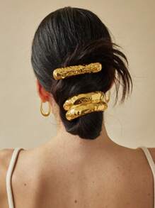 3 pièces Barrettes à cheveux élégantes en métal géométrique demi-cercle avec barre liquide, convient pour un usage quotidien, idéal en cadeau. Accessoires pour cheveux, attaches-cheveux, élastiques à cheveux, bandes en caoutchouc pour cheveux