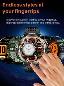 EFFEOKKI Effeokki 1.7 Inch Large Round Screen Rugged Smartwatch For Men With Wireless Calling, IPS Display, Altitude Air Pressure, Compass, LED Flashlight, 600mAh Large Battery, IP68 Waterproof, 100+ Sports Modes, Fitness Tracker Compatible With Iphone Android Phone
