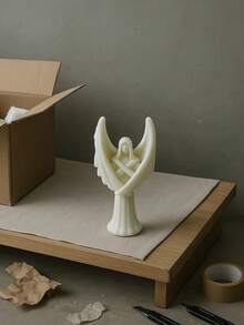 1 件极简主义天使雕像，带折叠翅膀的精神树脂家居装饰，白色和黑色桌面装饰，适用于卧室、书桌、礼品盒、毕业典礼、乔迁或安静的角落 - 彩色 - 查看 5