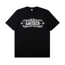 Fashion-Gretsch Electric Guitar Instrument Peripheral T-Shirt Short Sleeve Cotton Rock Band Lead Singer Practice Costume Casual T-Shirt - màu đen - Xem 1