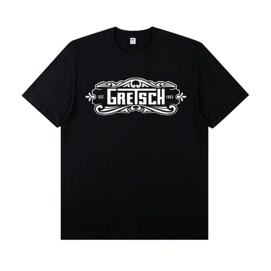 Fashion-Gretsch Electric Guitar Instrument Peripheral T-Shirt Short Sleeve Cotton Rock Band Lead Singer Practice Costume Casual T-Shirt - màu đen - Xem 1